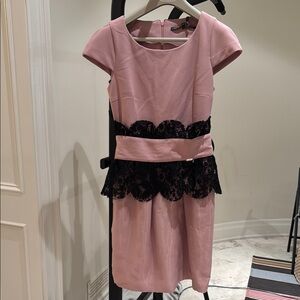 Elegant Pink Kids Dress with Black Lace